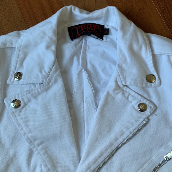 Tripp NYC man White Denim Moto Jacket - Picture 7 of 16